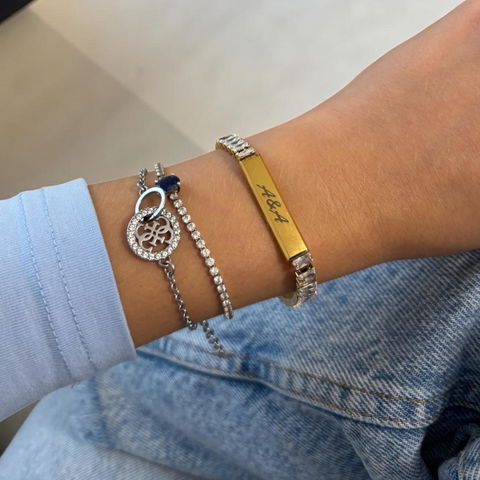 Gravur|Armband mit Zirkon|Edelstahl|