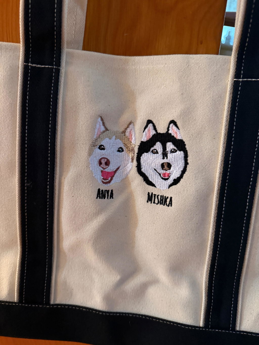Personalized Dog Tote Bag with Custom Embroidered Photo - Unique Dog Mom Gift Idea