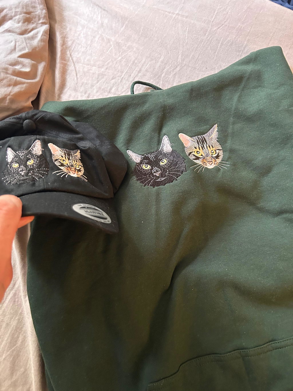 Custom Pet Portrait Embroidered Sweatshirt, Hoodie, Custom Pet Picture