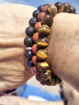 Bracciale Pietra Lavica & 7 Chakra (perle ±8 mm)