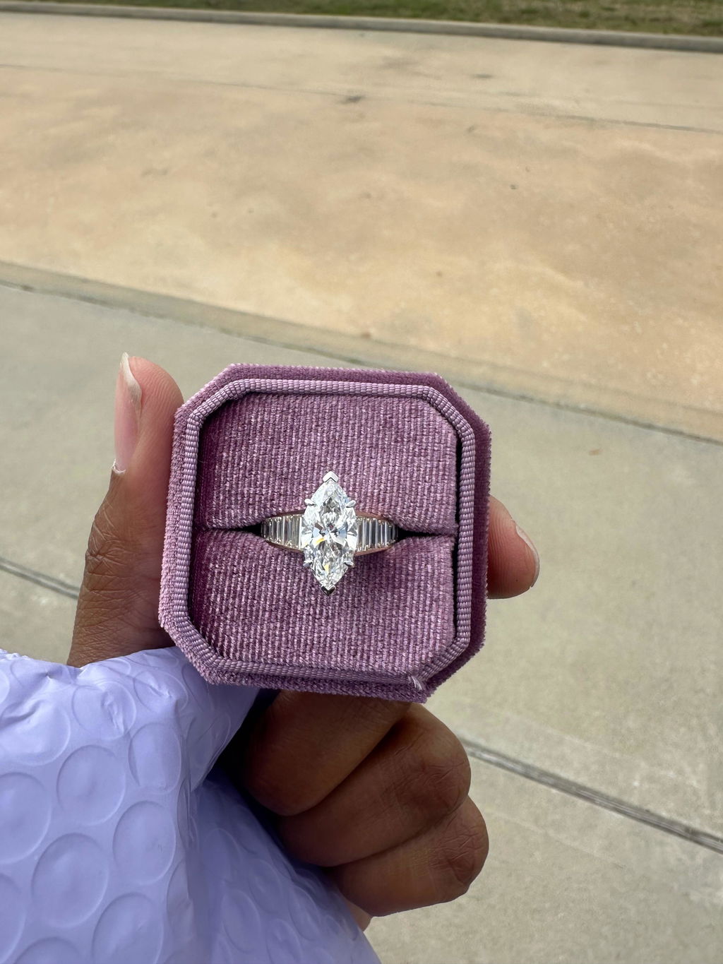 Custom Order - 2.5CT Marquise Lab-grown diamond 14K Solid Gold Engagement Ring