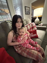 Sweet Lace Red Plaid Ribbon Pajama Set / V Neck