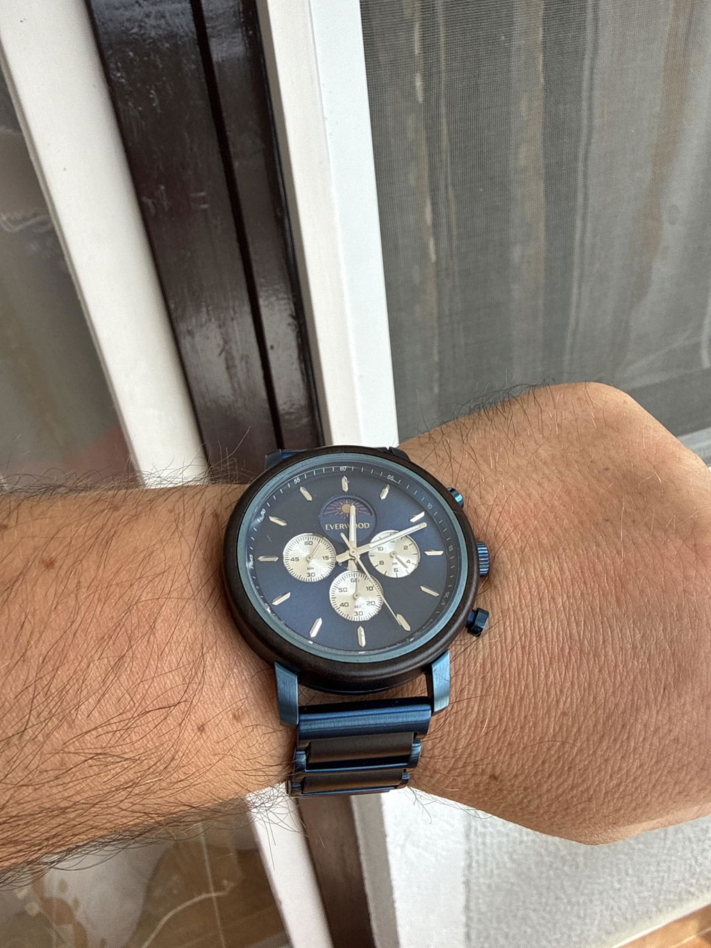 EverWood™ - Moon Phase Blue Kronográf 44mm