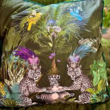 Blue Lemur, Leopard Jungle Cushion / Throw Pillow