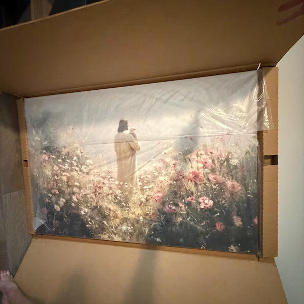 The Shepherd Among Wildflowers Christian Art Poster/Canvas