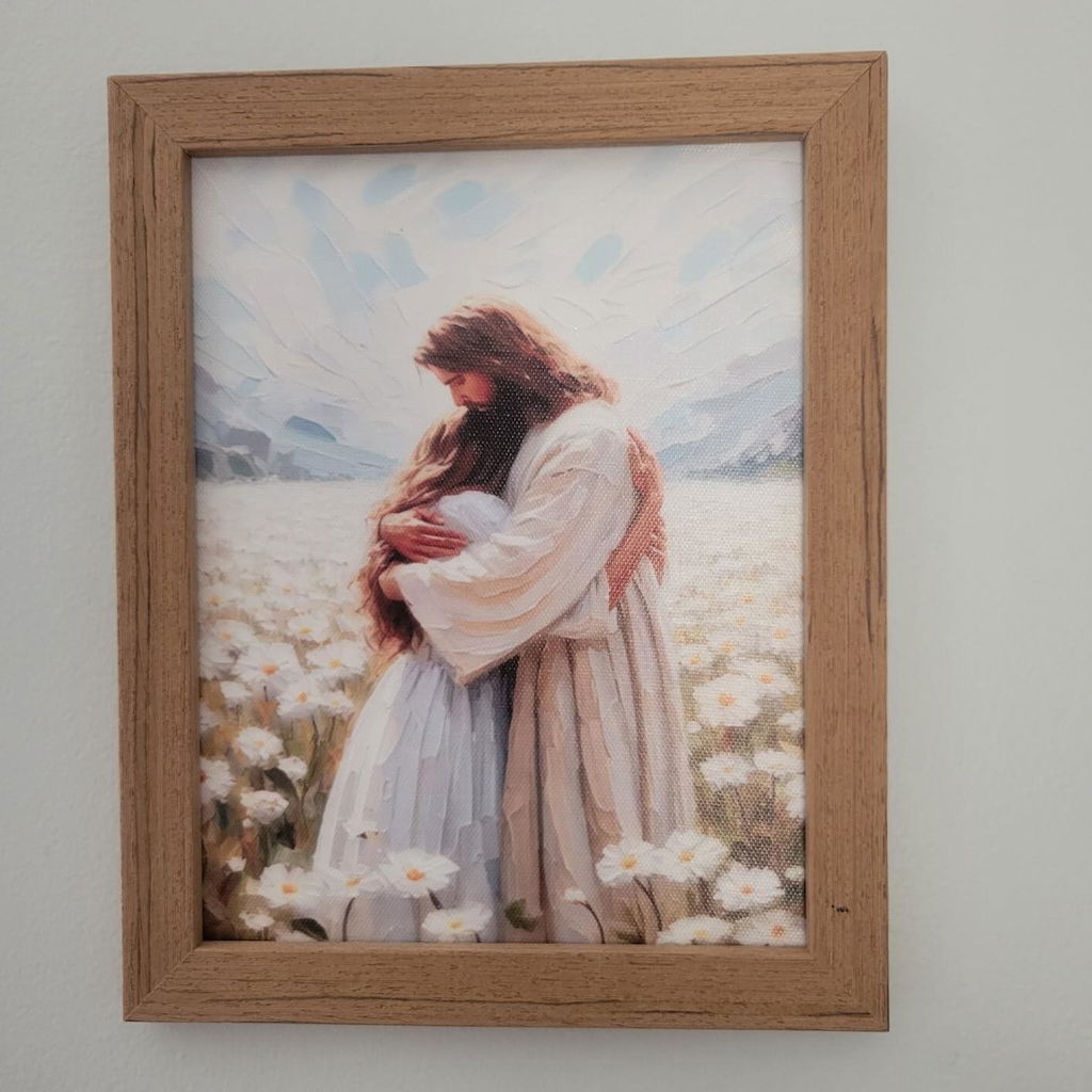 Jesus Embrace in the Daisy Field Poster/Canvas