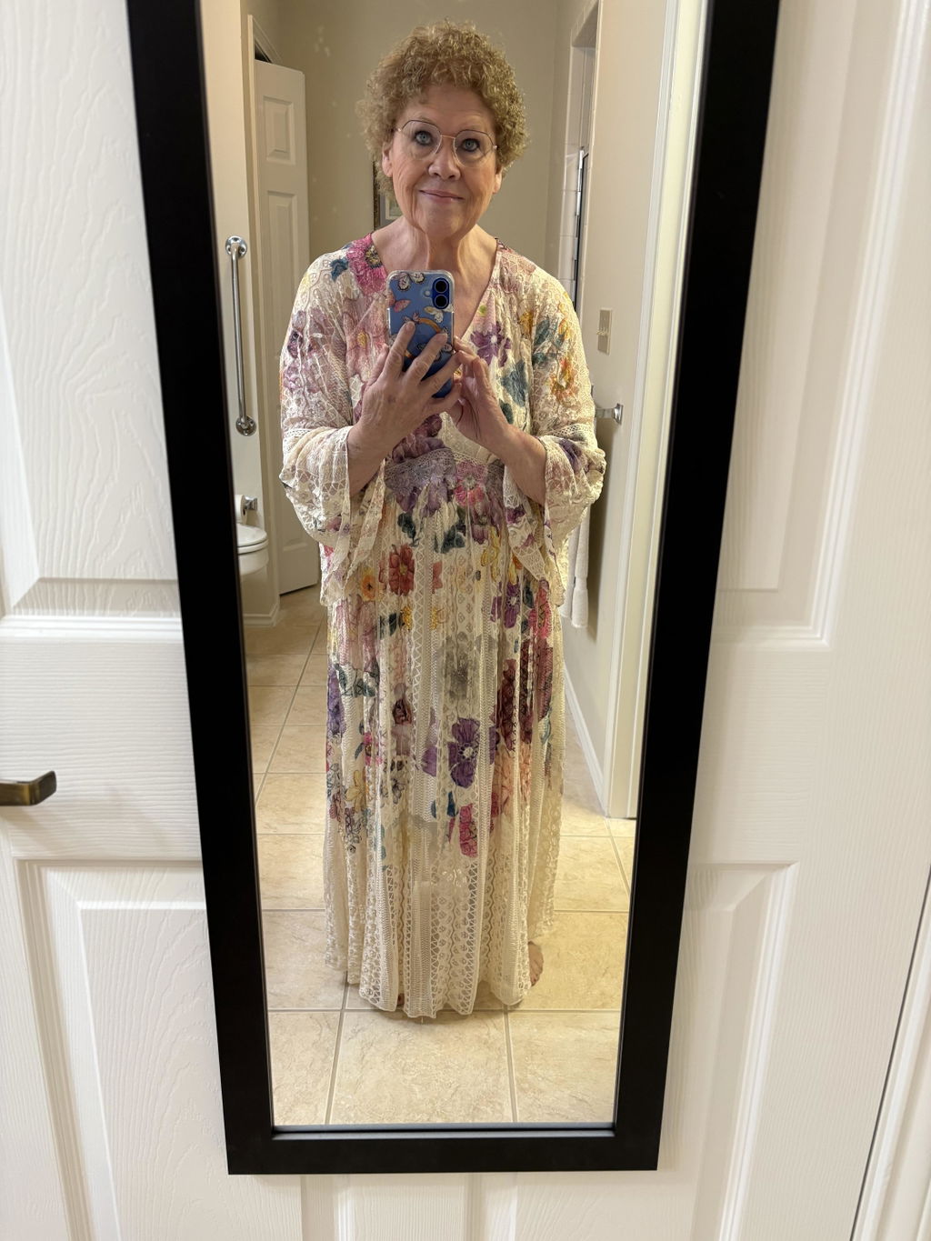 Lead Singer Beige Purple Flower Maxi Dress