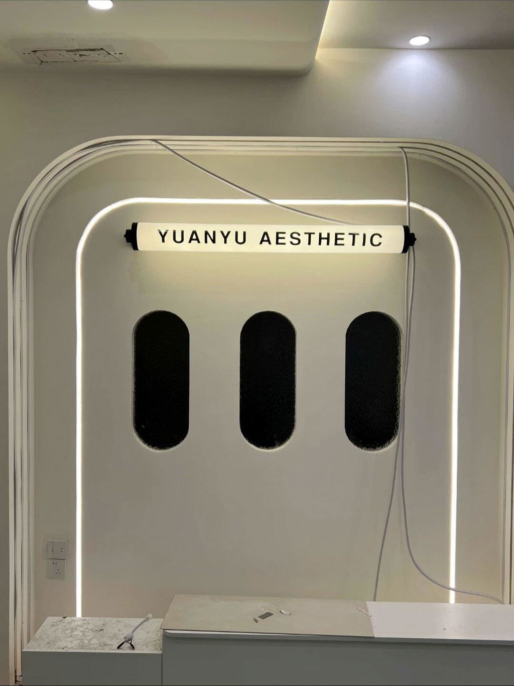 Custom Acrylic Tube Light Box With Black Bracket– Wall Mount LED Sign for Storefront, minimalist spaces, studios