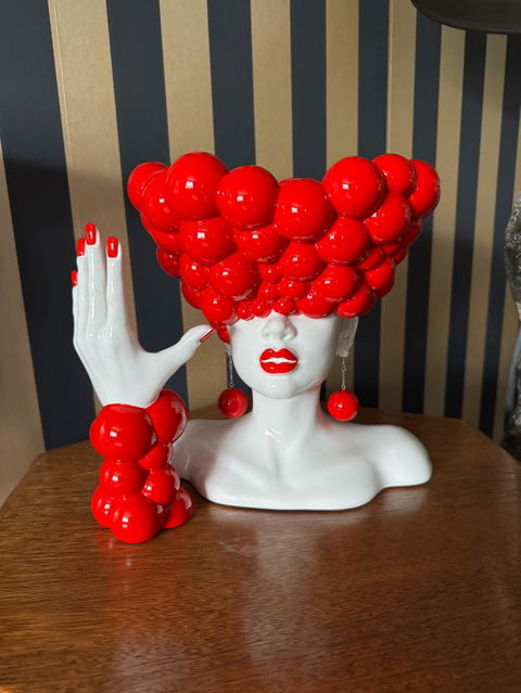 Hand of Thoughts Sculpture – Red and White | Contemporary Art
