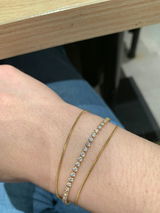 Calanthe (Gold) Triple Layer Center Zircon Tennis Chain Two Thin Snake Chain Gold Bracelet