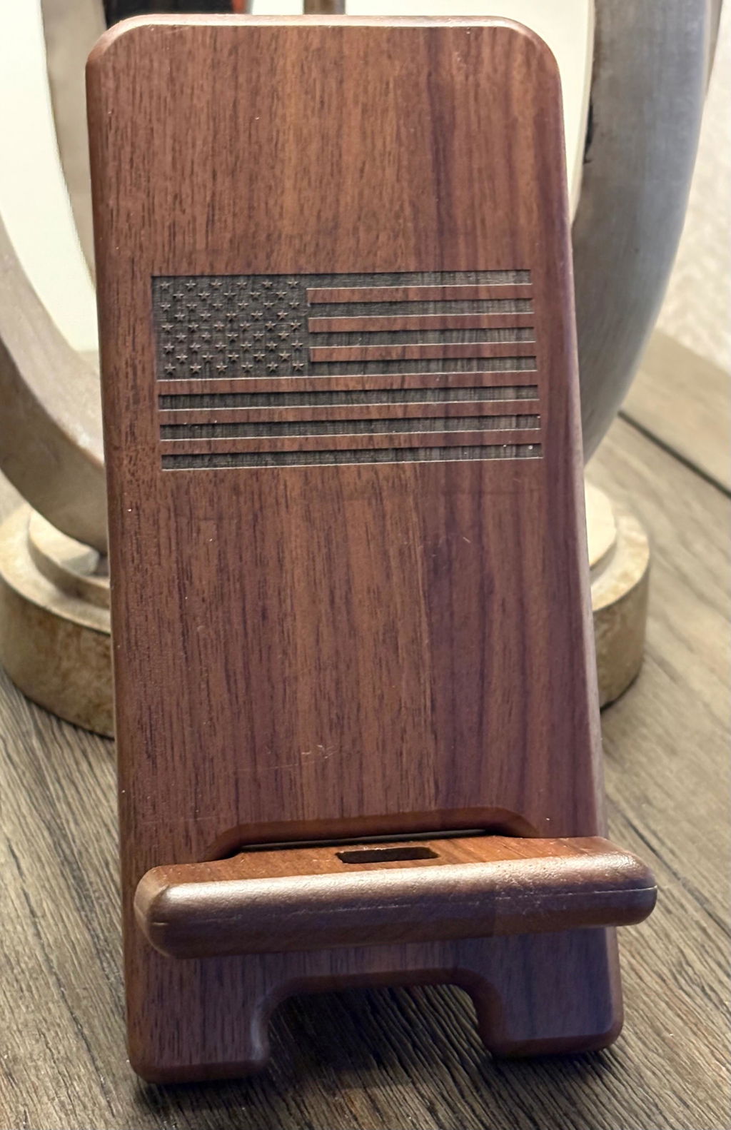 Wooden Phone Stand - Patriotic Desk Accessory