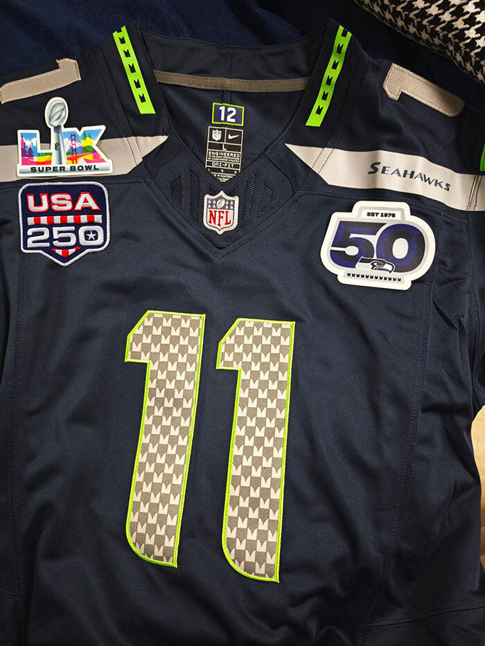 SEA Super Bowl LX - 50th Anniversary Patch Vapor Limited Jersey N88 - All Stitched