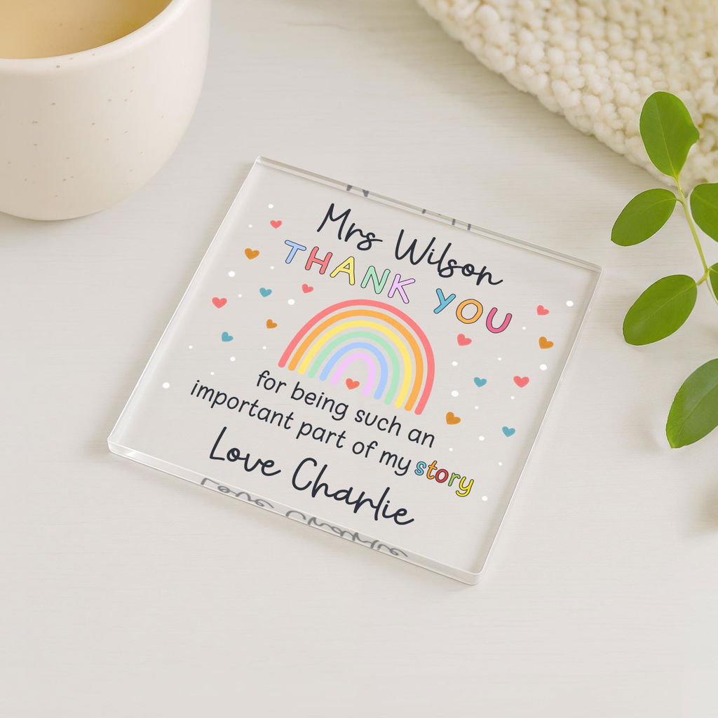Personalised Thank You Teacher School Leaving Coaster