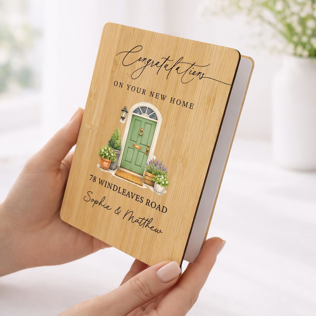 Personalised Road Name New Home Keepsake Wooden Card