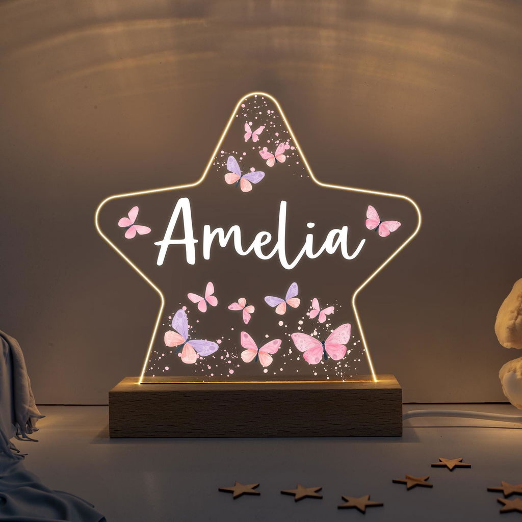 Personalised LED Butterfly Star Night Light Lamp