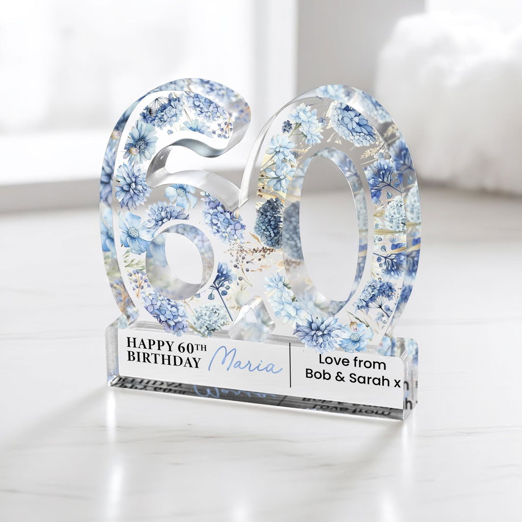 Personalised Hydrangea Flower 60th Birthday Gift Plaque