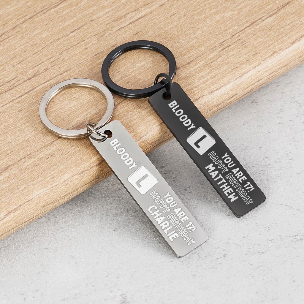 Personalised Funny L Plate 17th Birthday Keyring