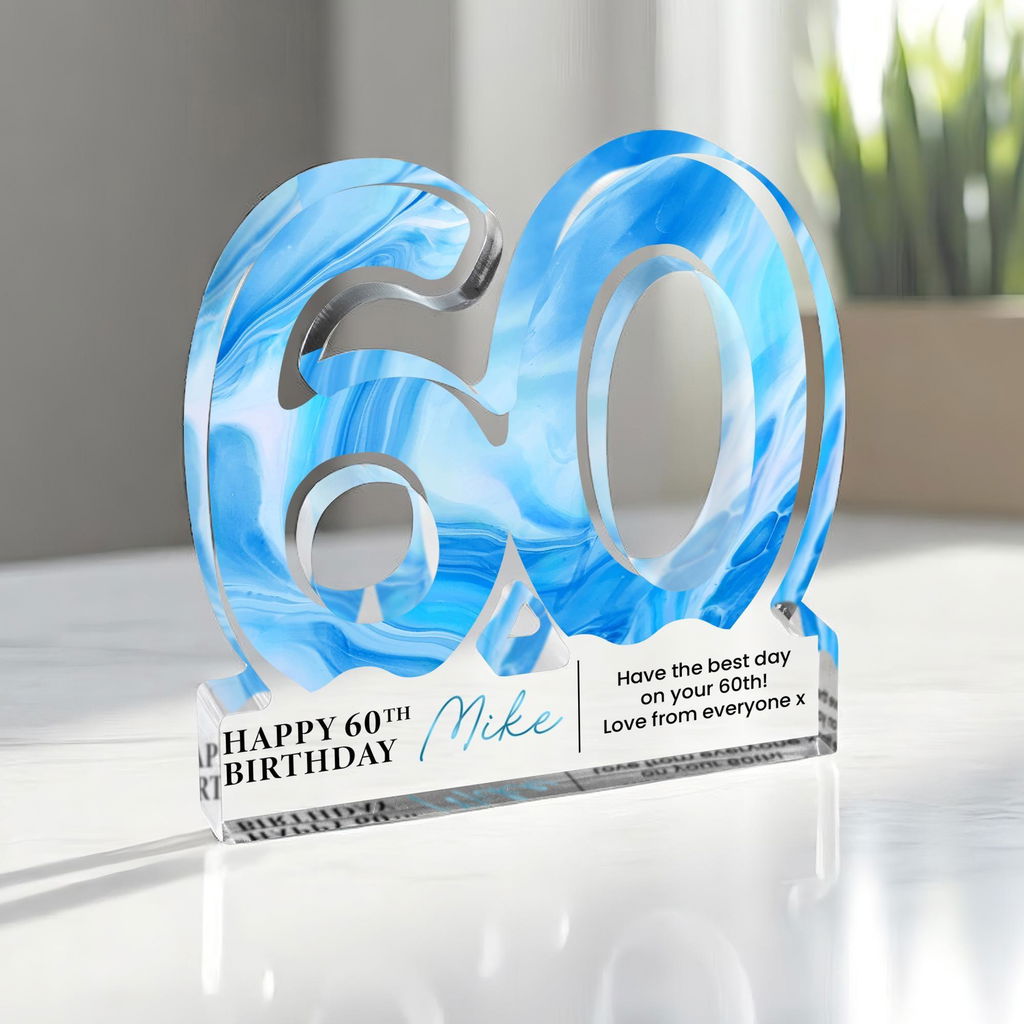 Personalised 60th Birthday Gift Keepsake Plaque for Him, Grandad, Dad, Brother