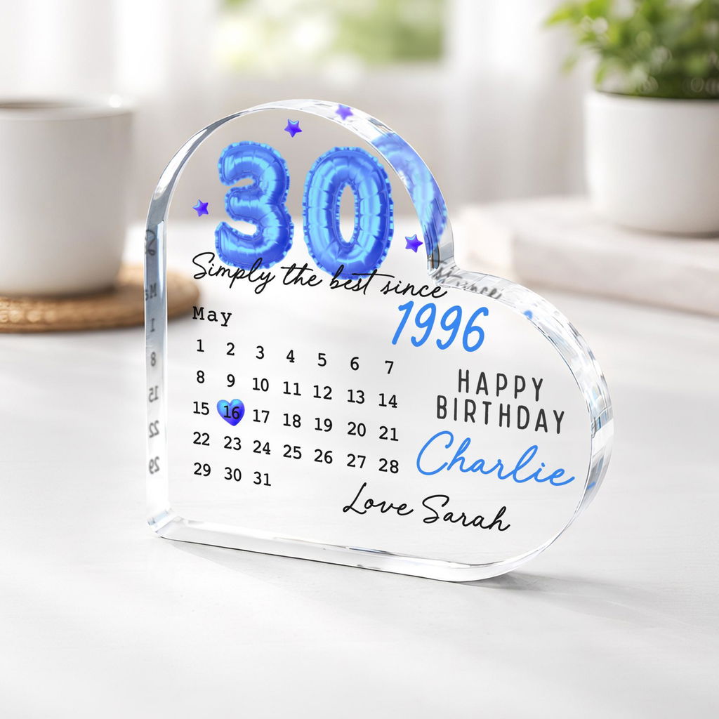 Personalised Happy 30th Birthday Gift Plaque Keepsake Calendar Frame