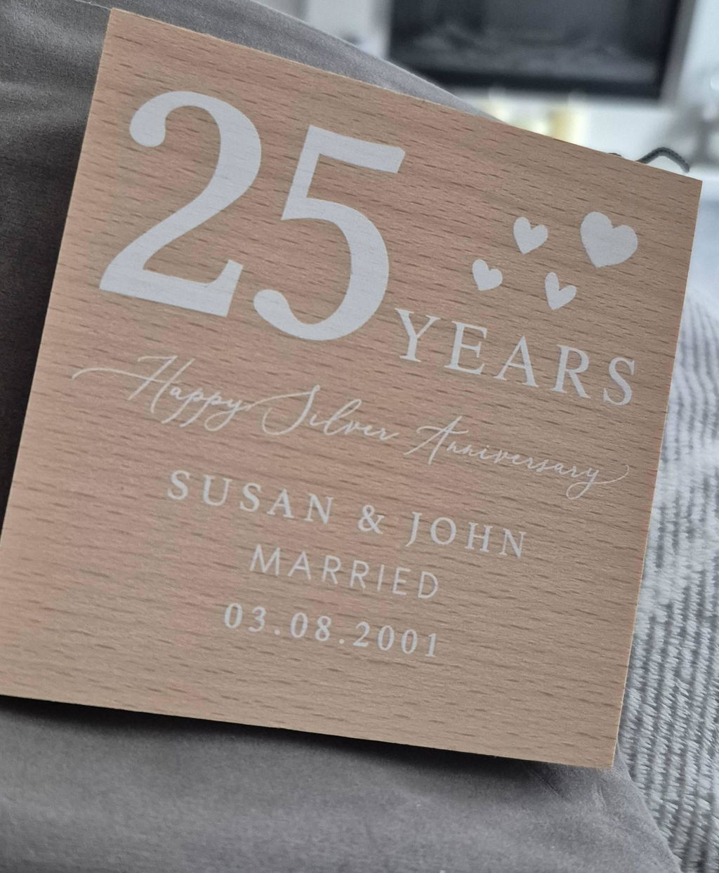 Personalised Special Milestone Wood 5th Anniversary Gift Plaque Beech Wood Block
