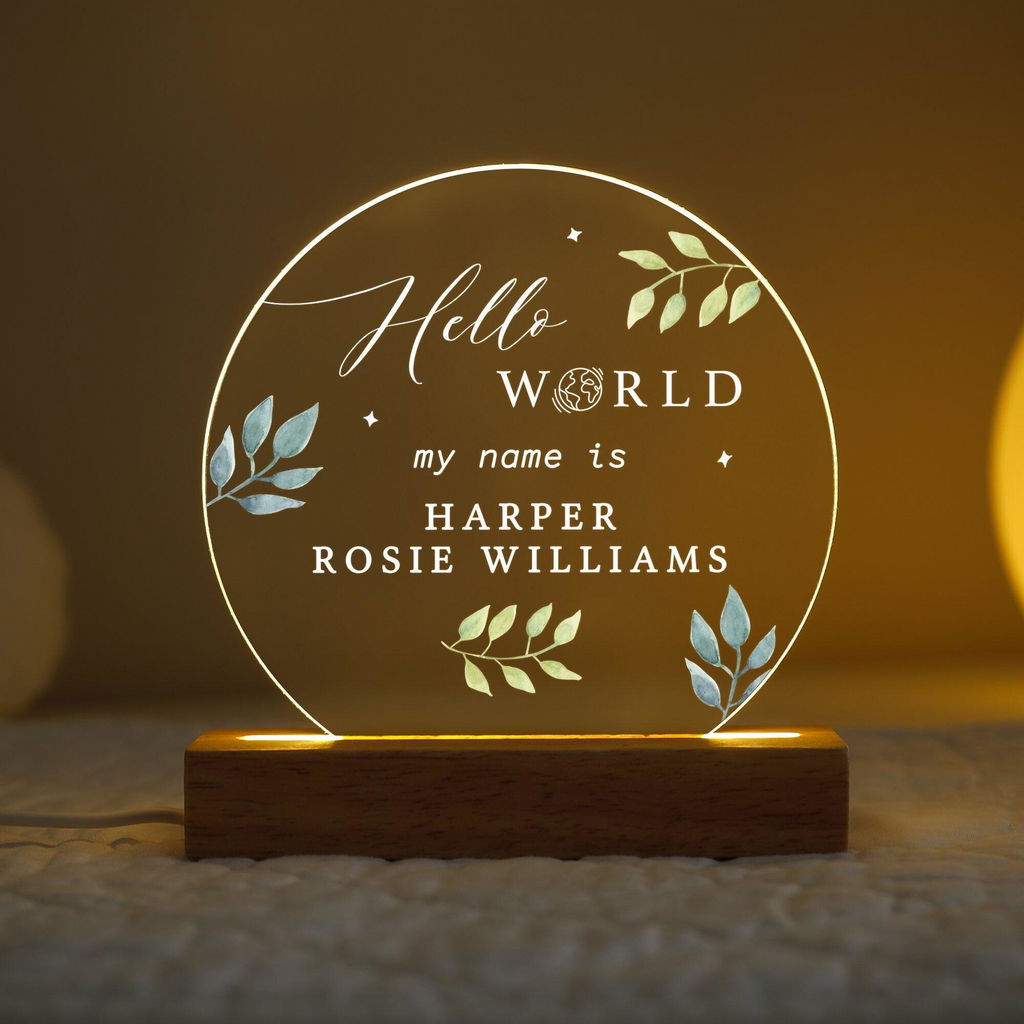 Personalised LED New Baby Welcome to the World Night Light