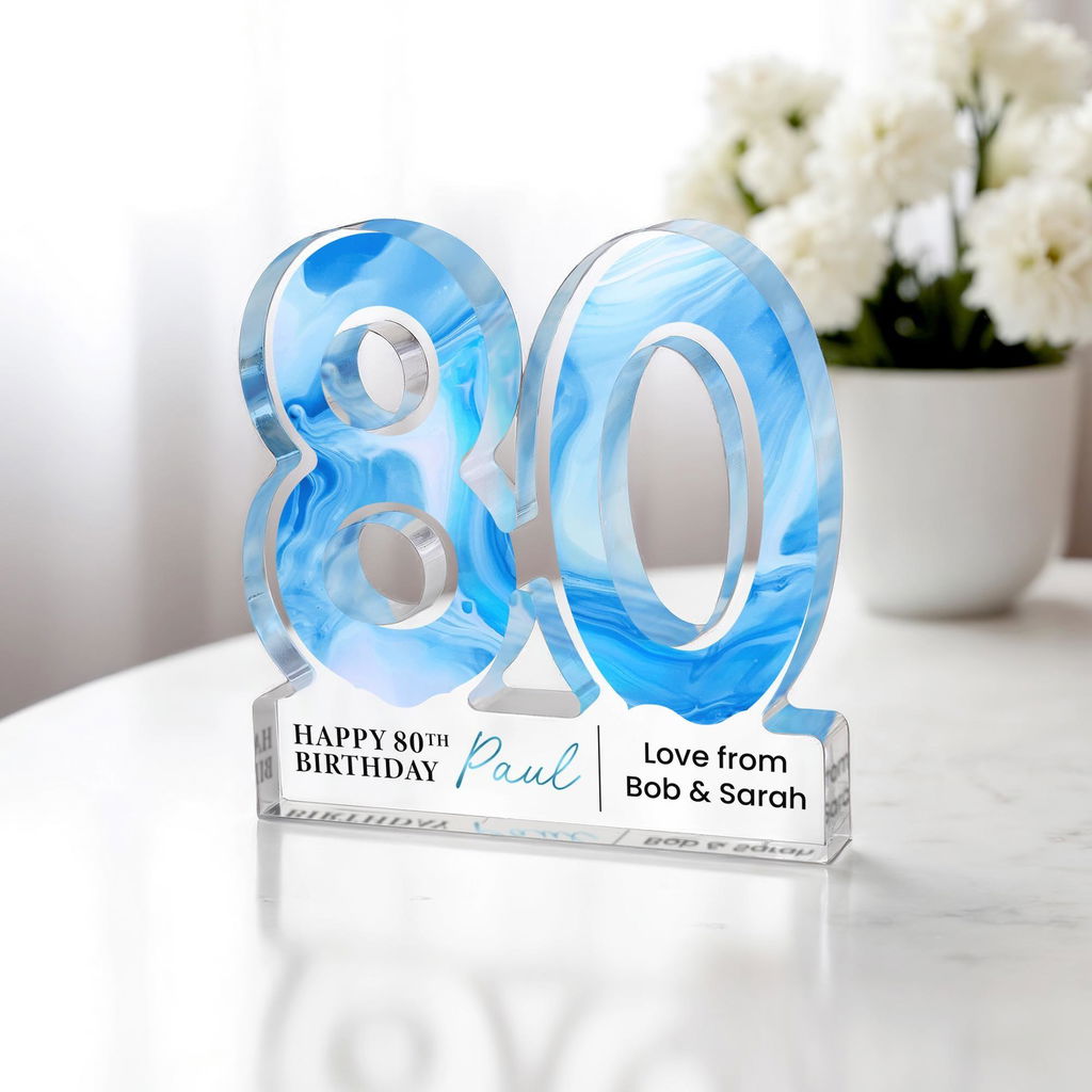 Personalised 80th Birthday Gift Keepsake Plaque for Him, Grandad, Dad, Brother