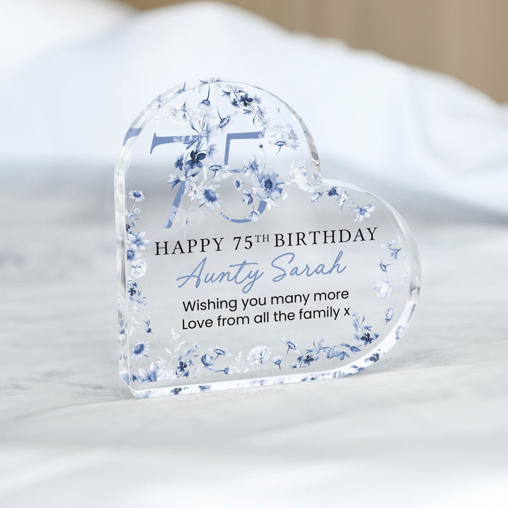 Personalised Happy 75th Birthday Gift Heart Plaque