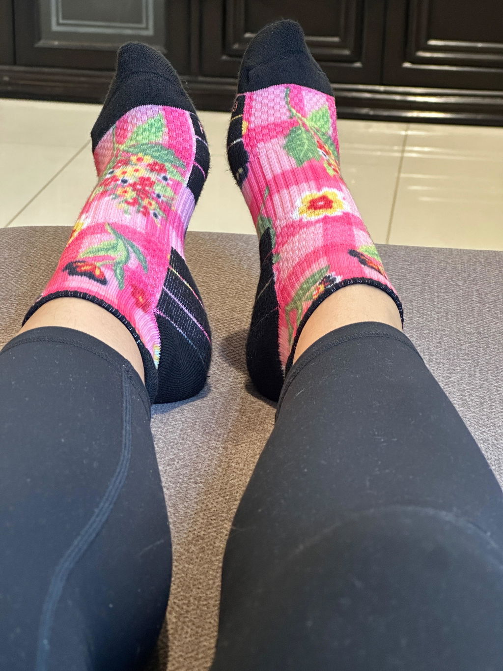 Ankle Compression Socks Floral Patches Bamboo