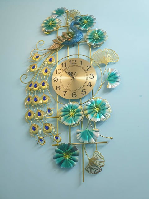 3D Designer Big Peacock Colorful Metal Wall Clock- FunkyTradition