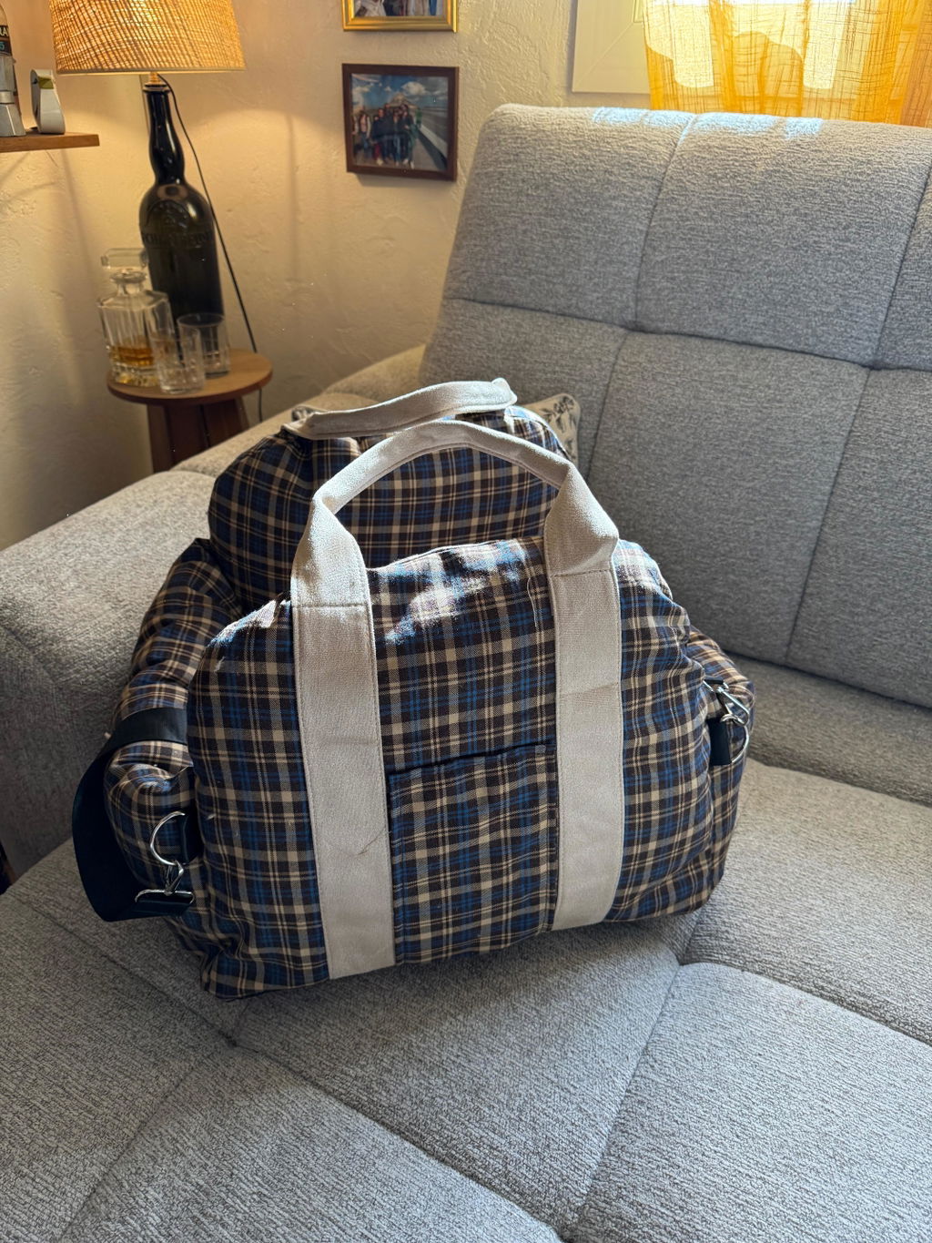 Siège de voiture pour chien à damier vintage et cœur