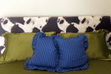 Striped Ruffle Cushion Cover - Blue and Purple