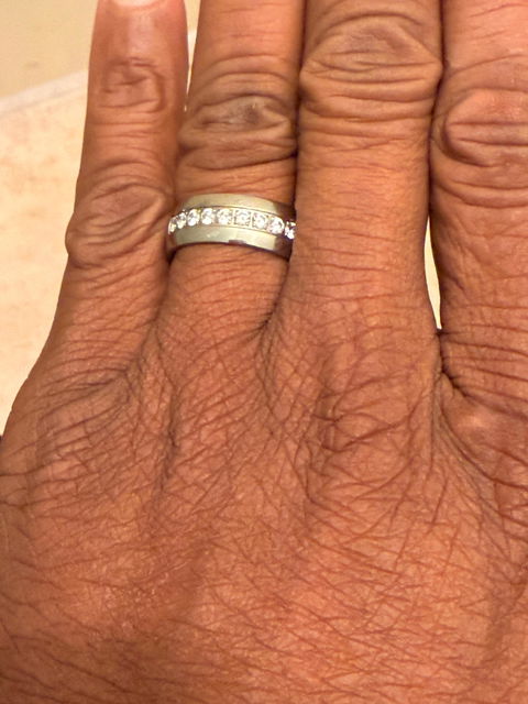 Titanium Wedding Band with Cubic Zirconia Center Inlay PRINCE