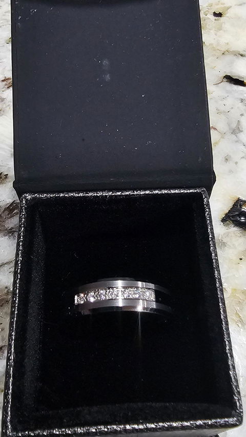 JANX Brushed Tungsten Ring Mens Wedding Band Diamond