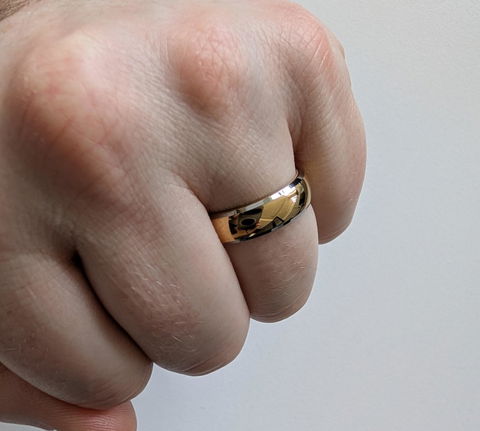 Gold Tungsten Ring Beveled Edges GASTON