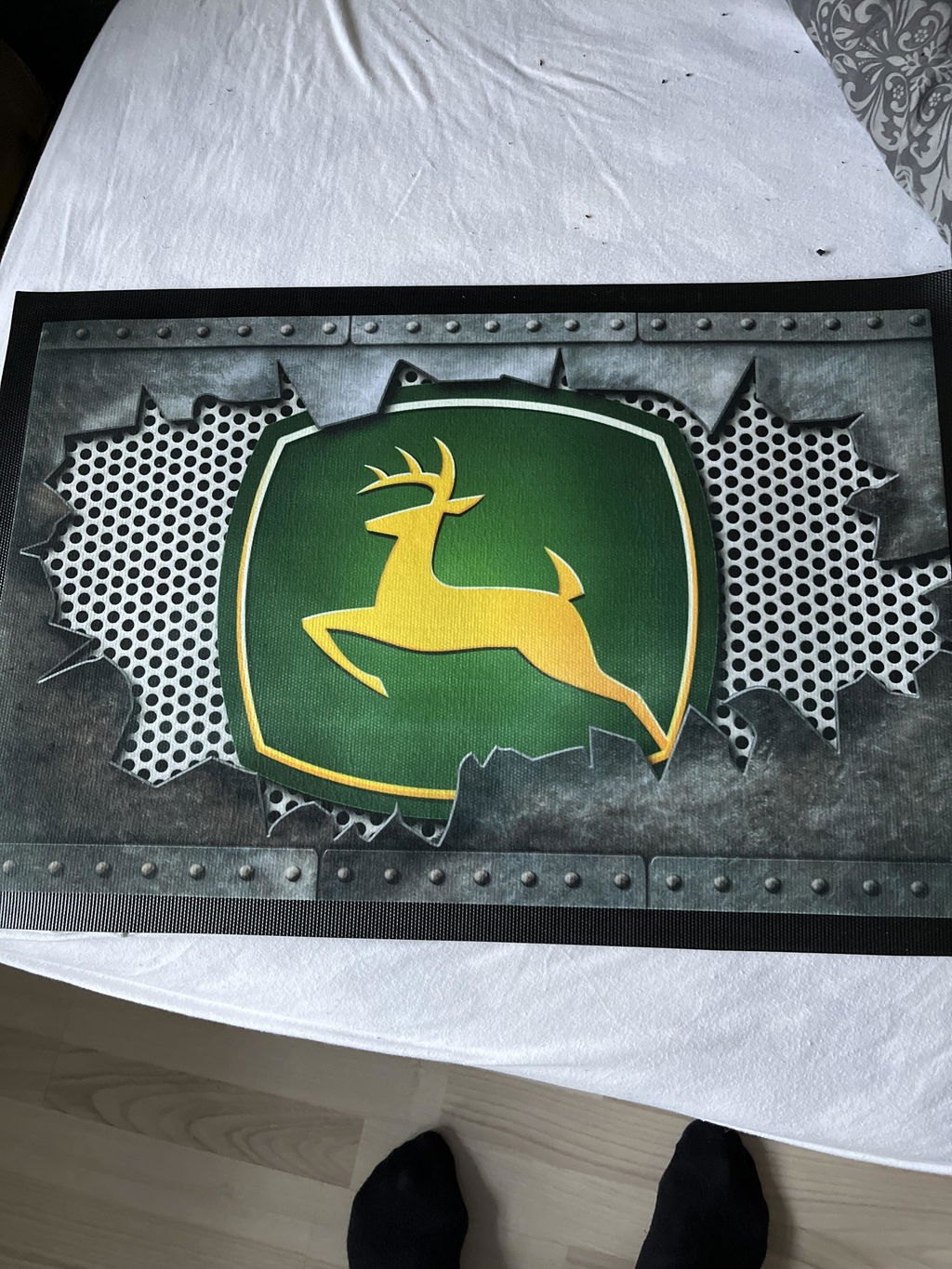 John Deere Metal Ripped Dørmåtte