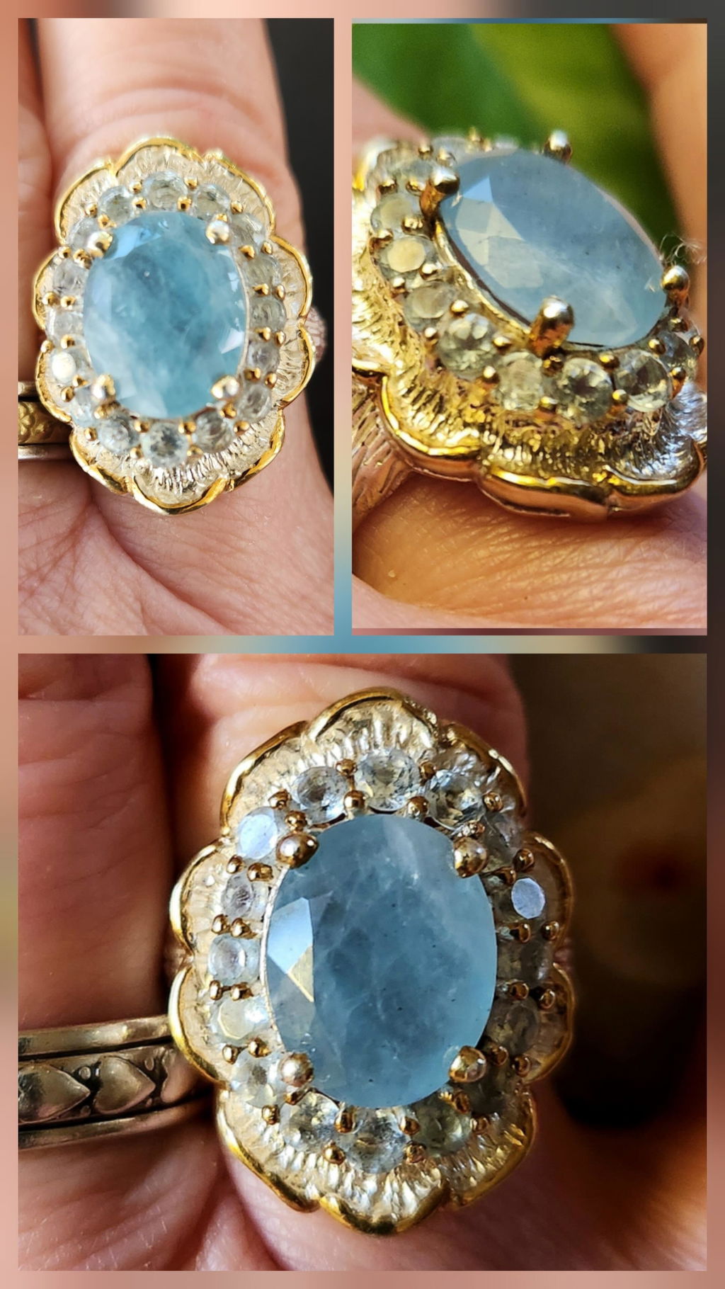 925 sterling silver blue aquamarine branch ring