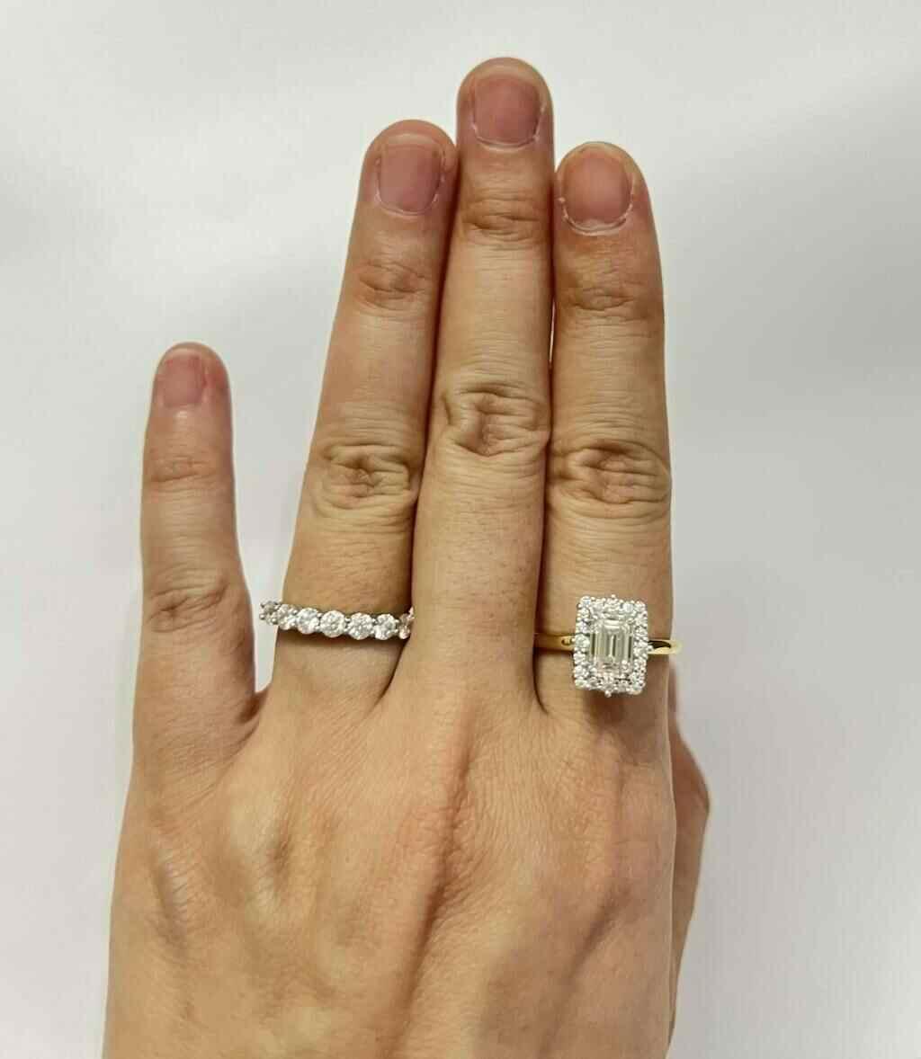 Emerald Cut Classic Design Moissanite Engagement Ring