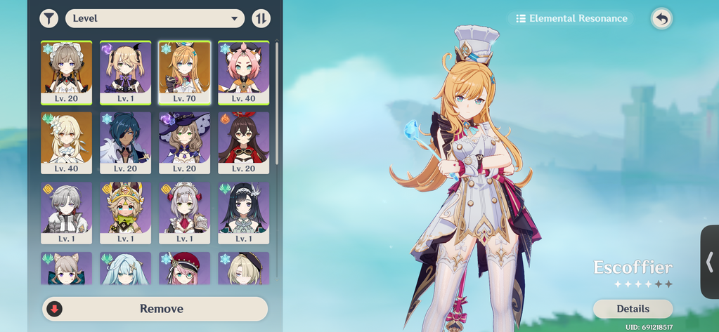 Escoffier Genshin Impact Farmed Starter Account