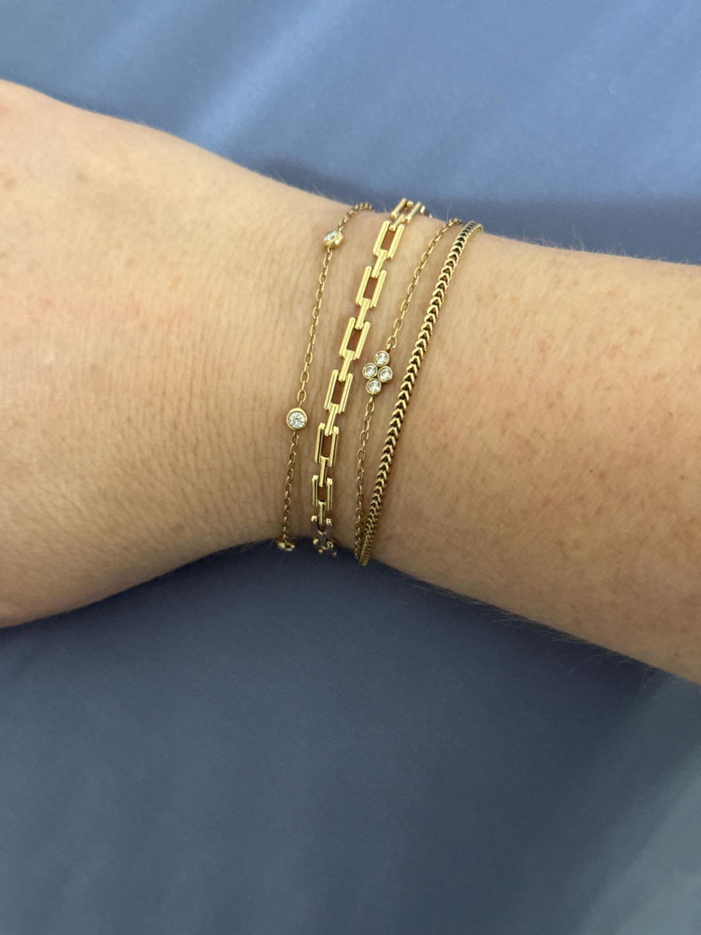 10K Gold Deco Bracelet: 7" Rectangle Links
