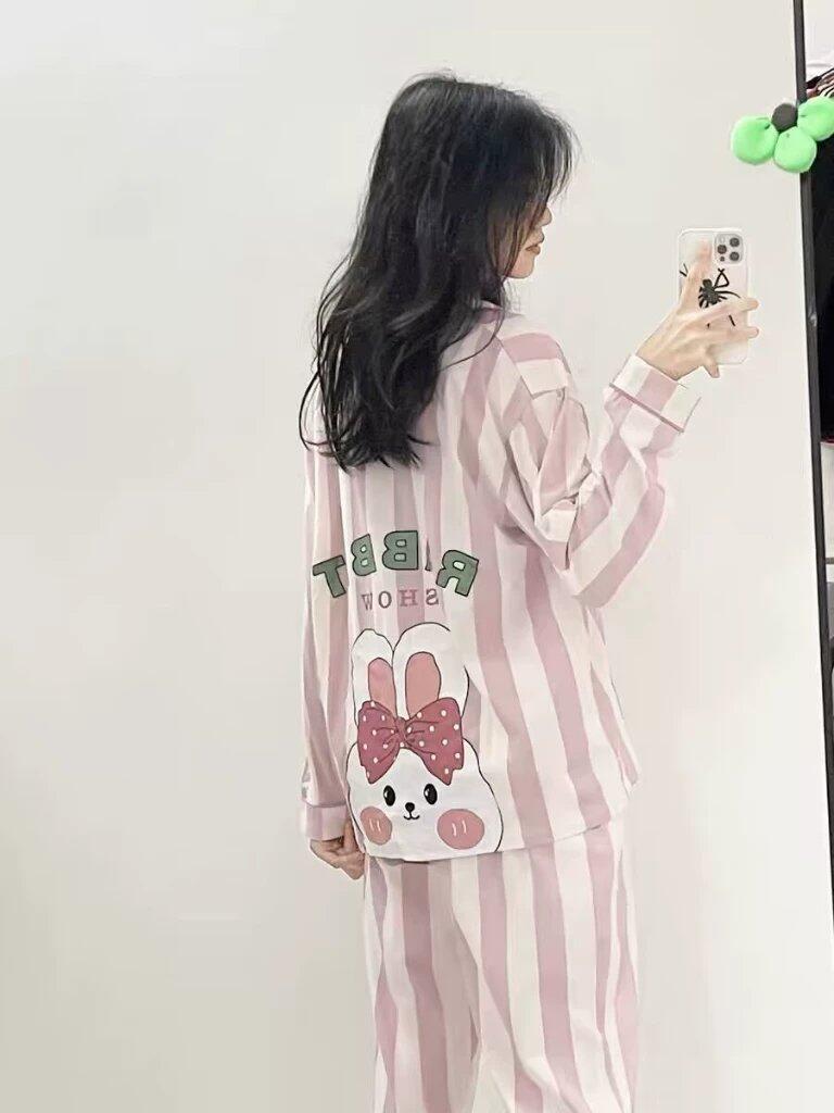 4-Piece Bear Rabbit Print Couples Pajamas Set 100% Cotton