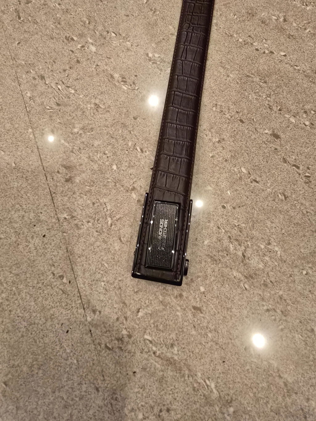 Men's Premium Leather Belt with Auto Lock, Slide Lock & Hidden Tail - Stylish Everyday Wear