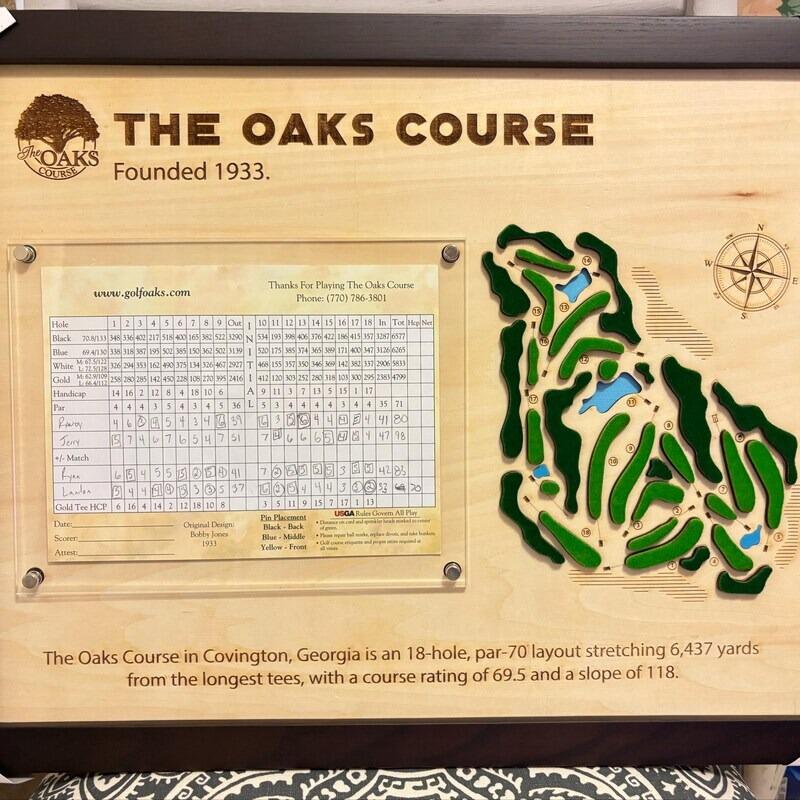 Engraved Custom 3D Wood Golf Course Layout Map