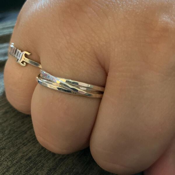Thin Interlocking Set of 3 Rings, Sterling Silver
