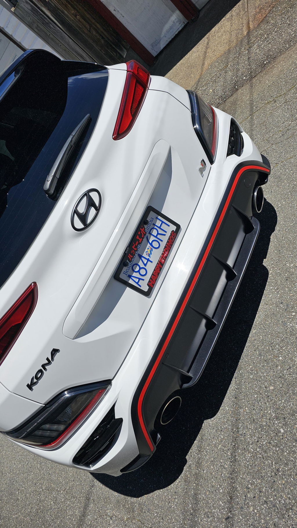 License Plate Frame - Red Chrome Lettering (Black Frame)