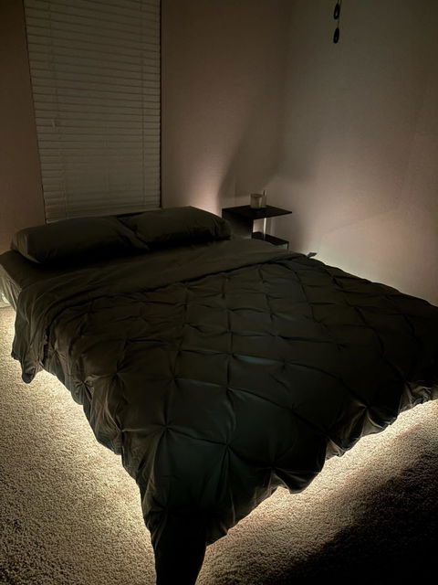 Hasuit | Floating Bed Frame with LED Lights Metal Platform Bed No Box Spring Needed Black Six Sizes