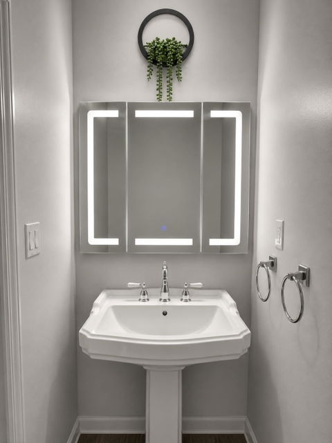 Hasuit | Medicine Cabinet Organizer with Mirror 3 Doors Lighted Bathroom Wall Cabinet with Storage Adjustable Shelves & Outlets Three Sizes