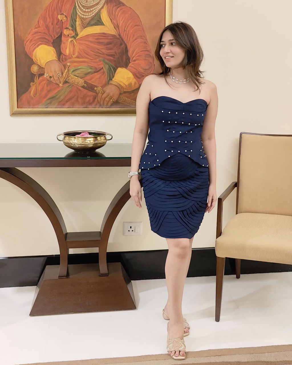 AG — Navy Corset Peplum, In Haute Couture