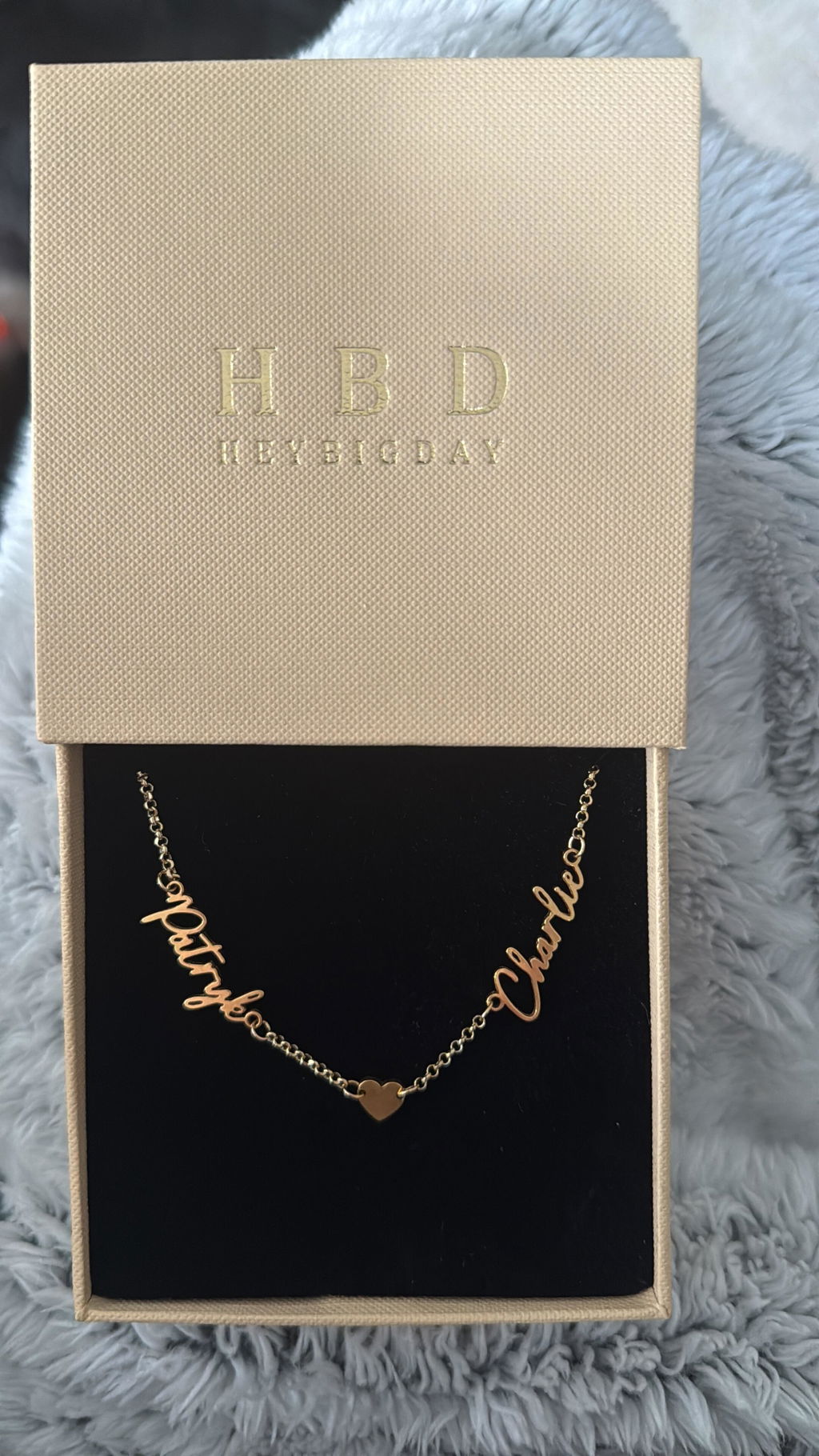Double Name & Solid Heart Necklace