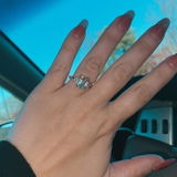 0.66 CT Emerald Cut Three Stones Moissanite Engagement Ring