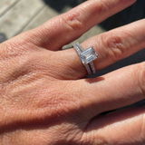 3.25 CT Emerald Hidden Halo & Pave Moissanite Engagement Ring